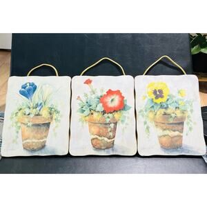 3 Annie Lapoint Floral Garden Wall Hangings-signed by artist-Debill Inc USA